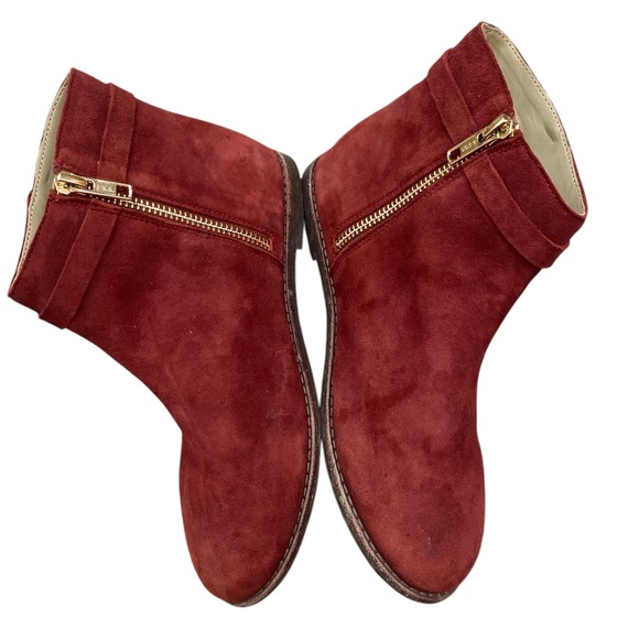 Burgundy suede ankle boots - Picture 4 of 5